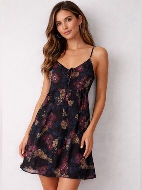 Band of Gypsies Floral Spaghetti-Strap Slip Dress